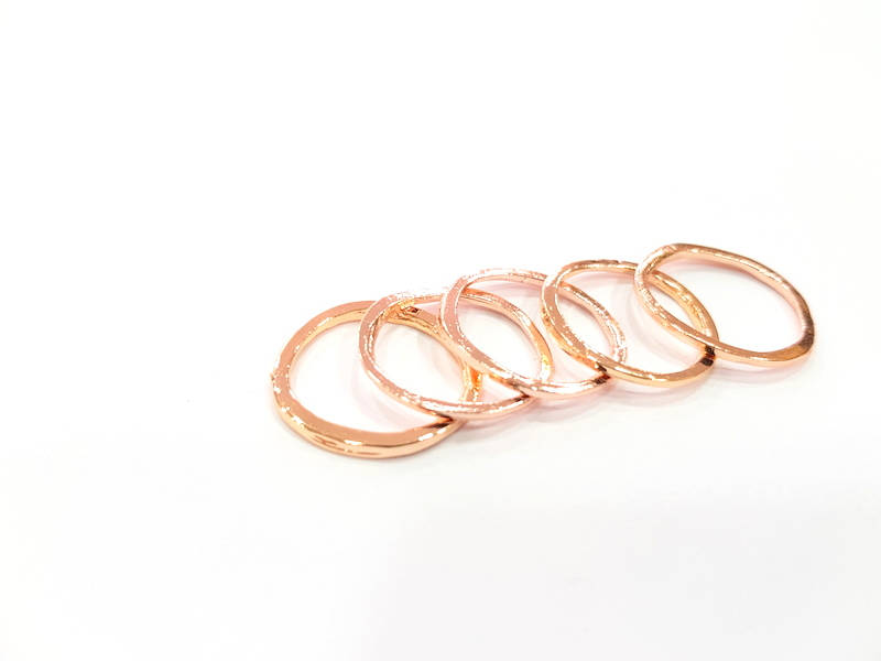 5 Rose Gold Circle Charms Rose Gold Plated Connectors (22 mm)  G8839