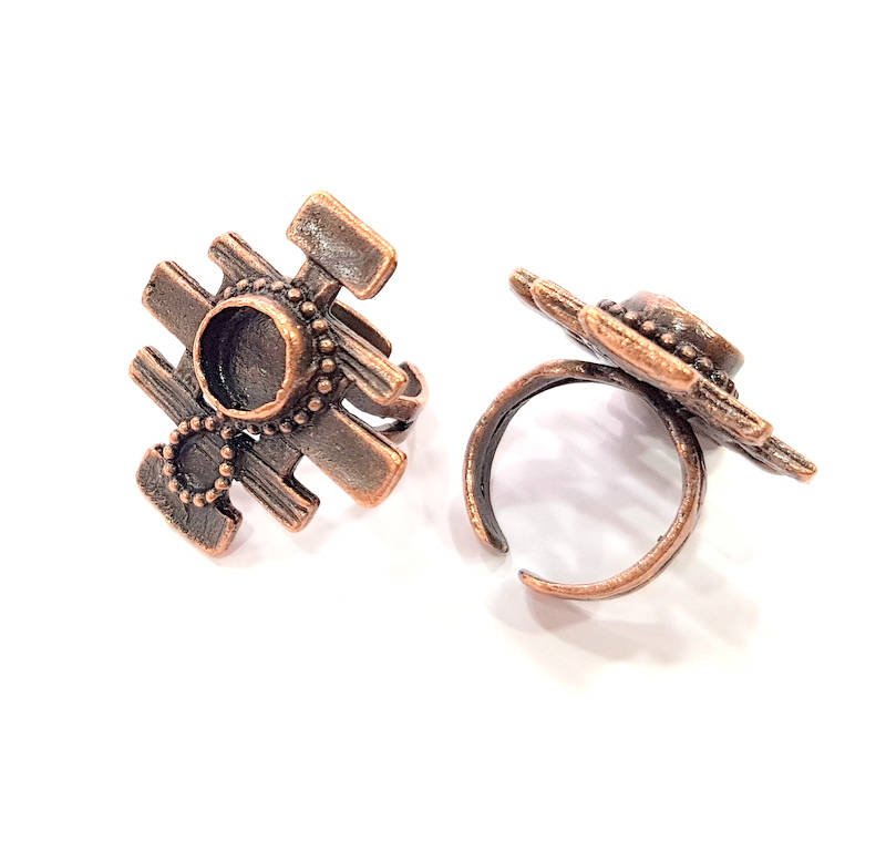 Copper Ring Blank inlay Ring Blank Mosaic Ring Bezel Base Settings Cabochon Mountings (10mm blank ) Antique Copper Plated Brass G8842