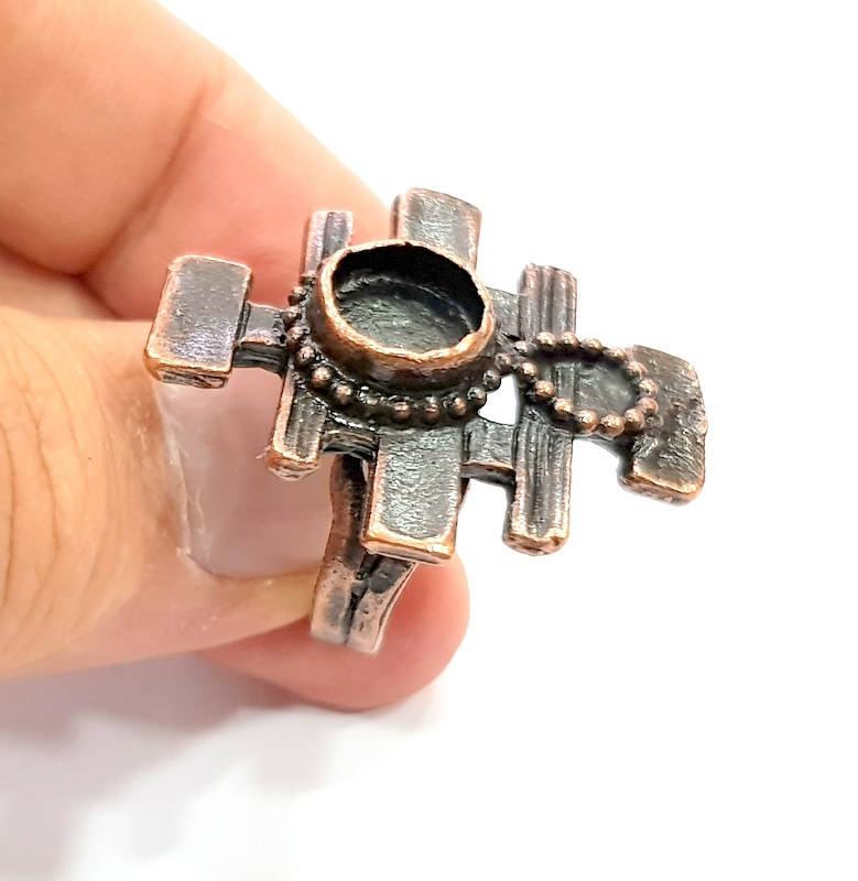 Copper Ring Blank inlay Ring Blank Mosaic Ring Bezel Base Settings Cabochon Mountings (10mm blank ) Antique Copper Plated Brass G8842