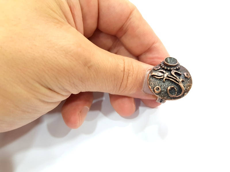 Copper Ring Blank inlay Ring Blank Mosaic Ring Bezel Base Settings Cabochon Mountings (7mm blank ) Antique Copper Plated Brass G8843