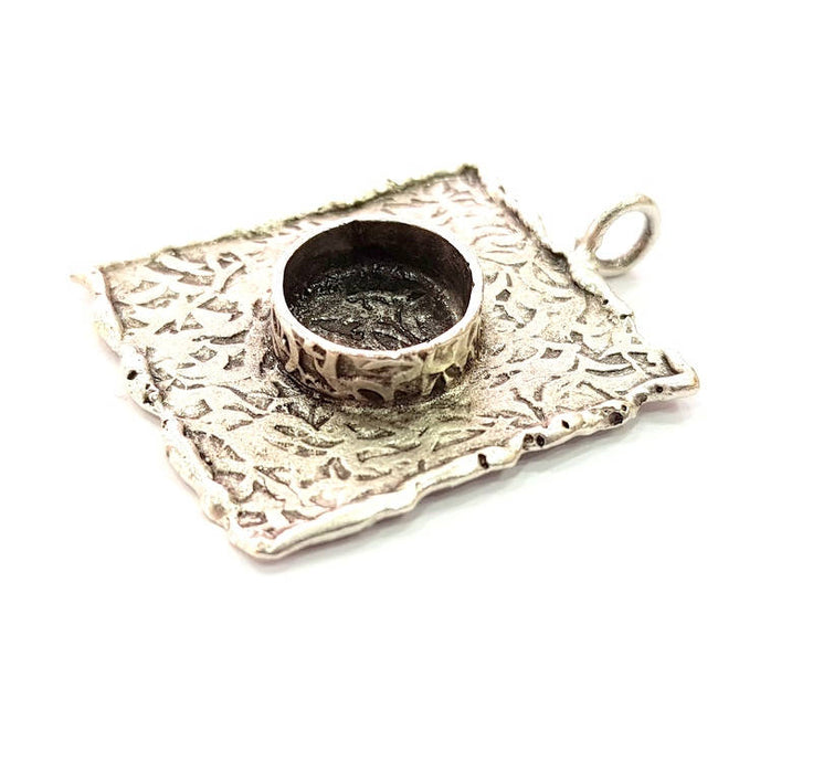 Silver Pendant Blank Bezel Base Setting Necklace Blank Resin Blank Mountings Antique Silver Plated Brass ( 28x25mm )  G8685