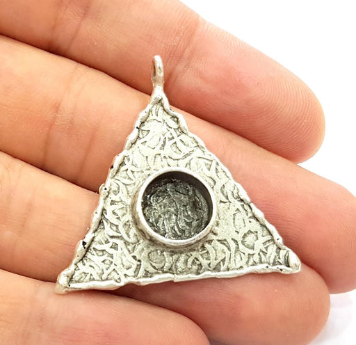 Silver Pendant Blank Bezel Base Setting Necklace Blank Resin Blank Mountings Antique Silver Plated Brass ( 37x37mm )  G8328