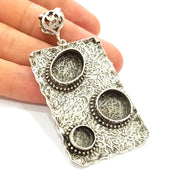 Silver Pendant Blank Bezel Base Setting Necklace Blank Resin Blank Mountings Antique Silver Plated Brass ( 58x38mm )  G8682