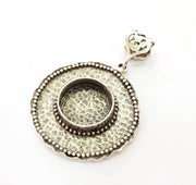Silver Pendant Blank Bezel Base Setting Necklace Blank Resin Blank Mountings Antique Silver Plated Brass ( 50mm )  G8335