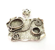 Silver Pendant Blank Bezel Base Setting Necklace Blank Resin Blank Mountings Antique Silver Plated Brass ( 44x34mm )  G8681