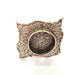 Silver Ring Blank Base Bezel Settings Cabochon Base Mountings Adjustable (20mm Blank) , Antique Silver Plated Brass G8679