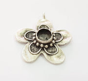 Silver Pendant Blank Bezel Base Setting Necklace Blank Resin Blank Mountings Antique Silver Plated Brass ( 45mm )  G8360