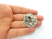 Silver Pendant Blank Bezel Base Setting Necklace Blank Resin Blank Mountings Antique Silver Plated Brass ( 10 mm blank)  G8361