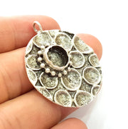 Silver Pendant Blank Bezel Base Setting Necklace Blank Resin Blank Mountings Antique Silver Plated Brass ( 10 mm blank)  G8361