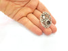 Silver Ring Blank Base Bezel Settings Cabochon Base Mountings Adjustable (10mm Blank) , Antique Silver Plated Brass G8364