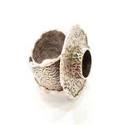 Silver Ring Blank Base Bezel Settings Cabochon Base Mountings Adjustable (10mm Blank) , Antique Silver Plated Brass G8372