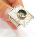 Silver Ring Blank Base Bezel Settings Cabochon Base Mountings Adjustable (10mm Blank) , Antique Silver Plated Brass G8673