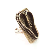 Silver Ring Blank Base Bezel Settings Cabochon Base Mountings Adjustable , Antique Silver Plated Brass G8672