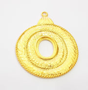 Gold Large Pendant Blank Gold Plated Pendant (104x76mm)  G8387