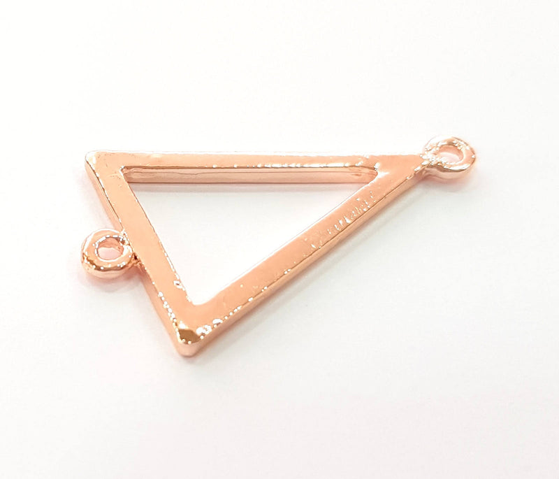 2 Rose Gold Triangle Charms Connector Rose Gold Plated Charms (32x20 mm)  G8391