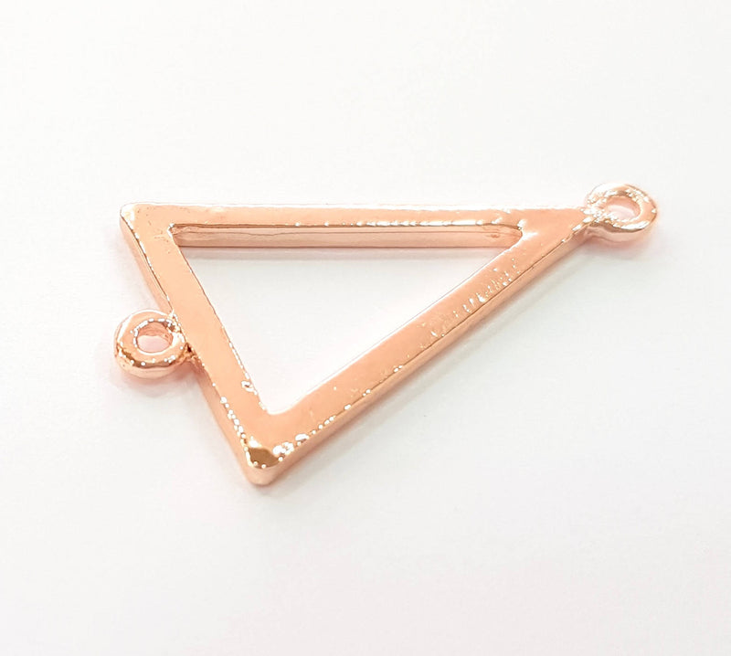 2 Rose Gold Triangle Charms Connector Rose Gold Plated Charms (32x20 mm)  G8391