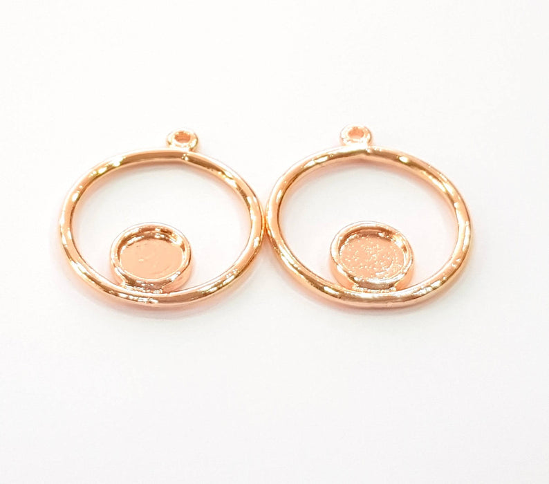 2 Rose Gold Charms Blank Rose Gold Plated Charms (23 mm)  G8392