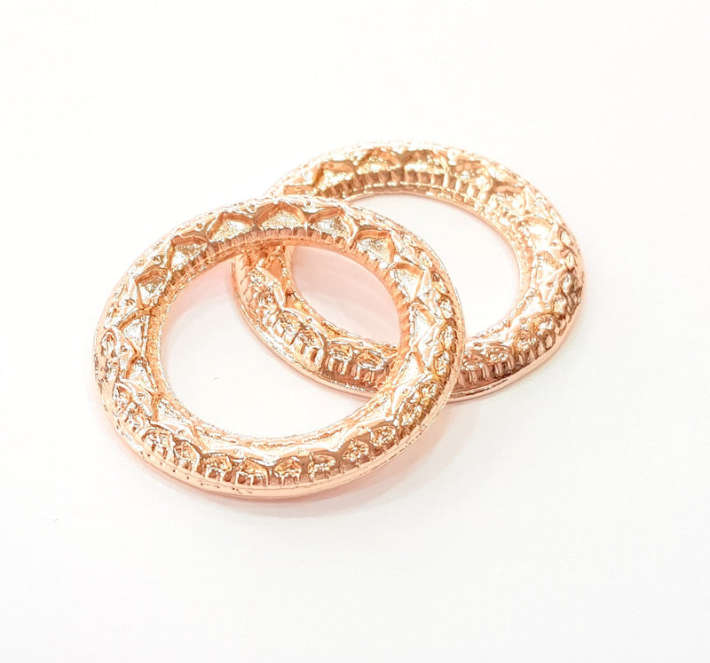Rose Gold Circle Charms Rose Gold Plated Connectors (33 mm)  G8393