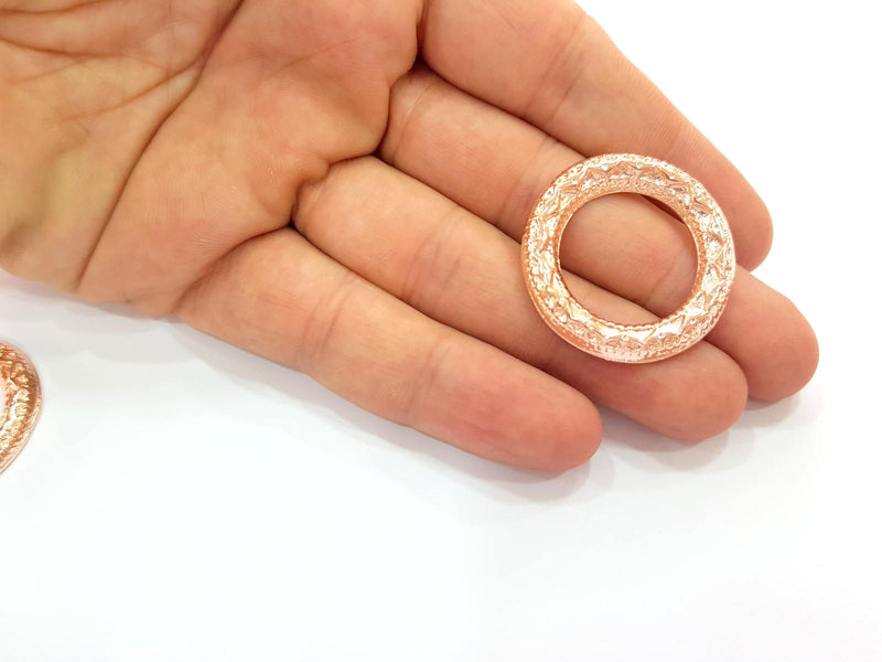Rose Gold Circle Charms Rose Gold Plated Connectors (33 mm)  G8393