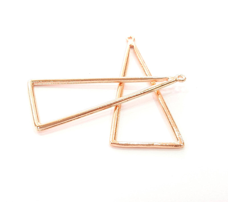 2 Rose Gold Triangle Pendant Rose Gold Plated Pendant (64x28 mm) G8398