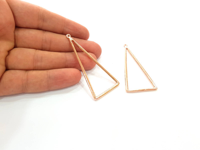2 Rose Gold Triangle Pendant Rose Gold Plated Pendant (64x28 mm) G8398