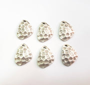 6 Silver Charm Antique Silver Plated Hammered Charm (19x15mm) G8851