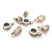 10 Silver Bail Findings Antique Silver Plated Findings (17x12mm) G8854
