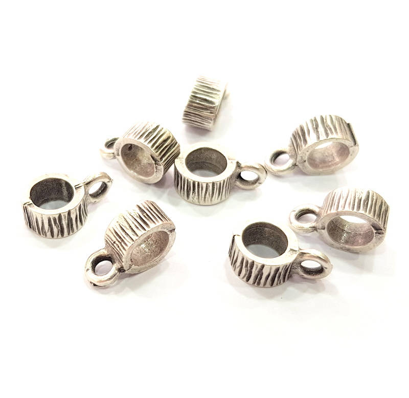 10 Silver Bail Findings Antique Silver Plated Findings (17x12mm) G8854