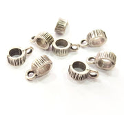 10 Silver Bail Findings Antique Silver Plated Findings (17x12mm) G8854