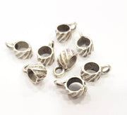 10 Silver Bail Findings Antique Silver Plated Findings (13x8mm) G8856