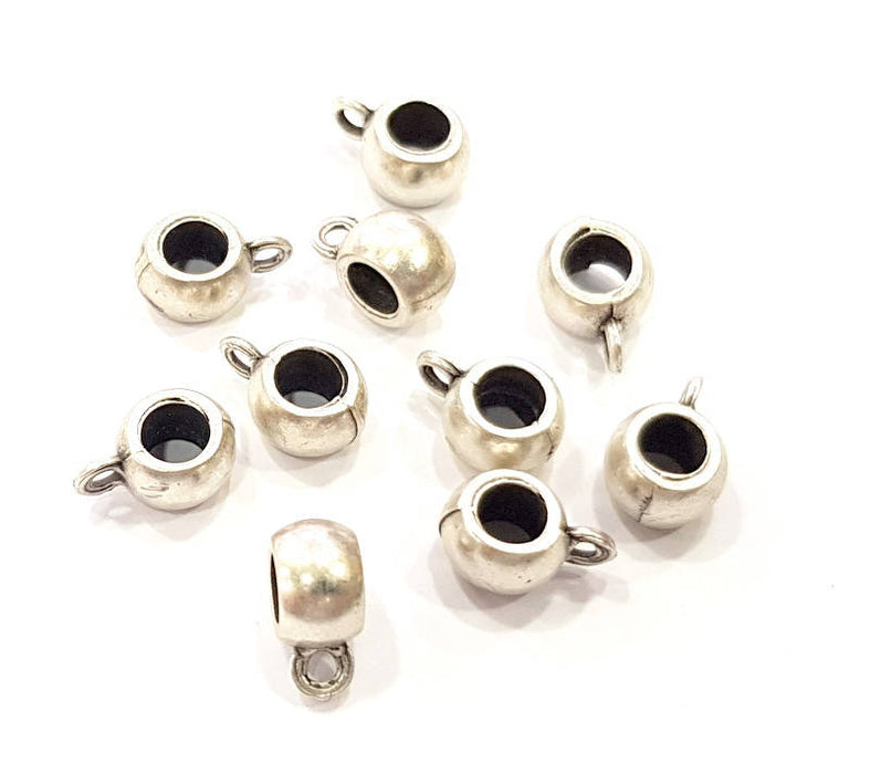 10 Silver Bail Findings Antique Silver Plated Findings (11x8mm) G8857