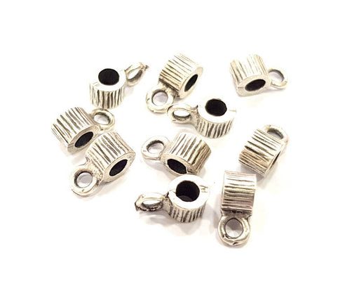 12 Silver Bail Findings Antique Silver Plated Findings (11x6mm) G8859