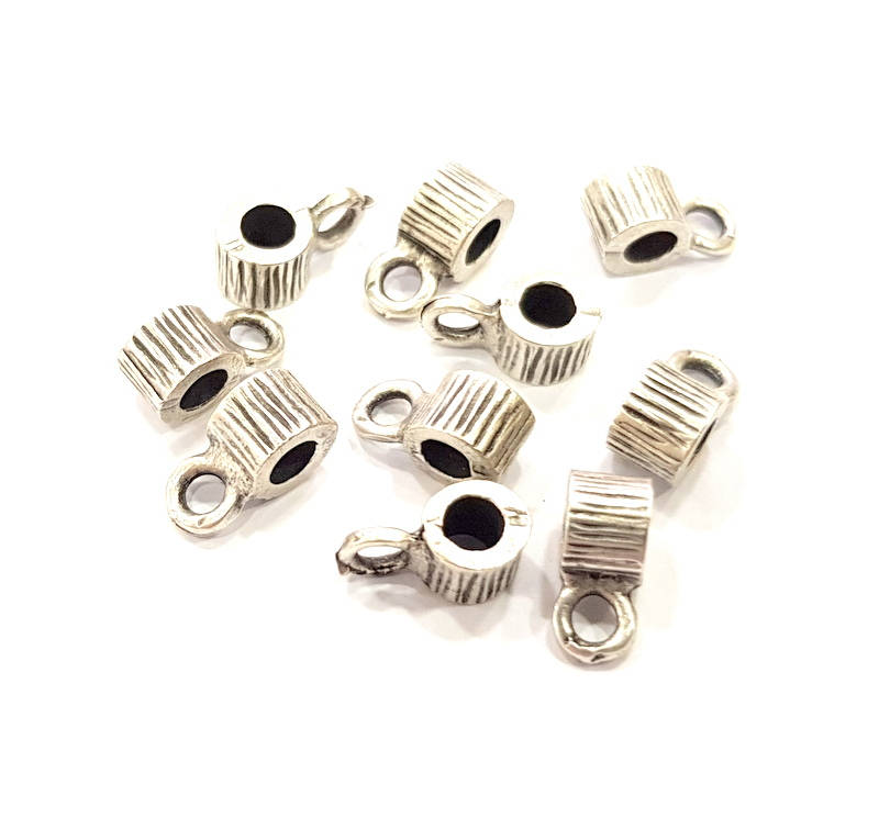 12 Silver Bail Findings Antique Silver Plated Findings (11x6mm) G8859