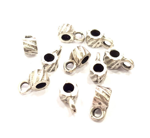 12 Silver Bail Findings Antique Silver Plated Findings (11x6mm) G8860