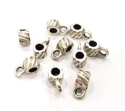 12 Silver Bail Findings Antique Silver Plated Findings (11x6mm) G8860