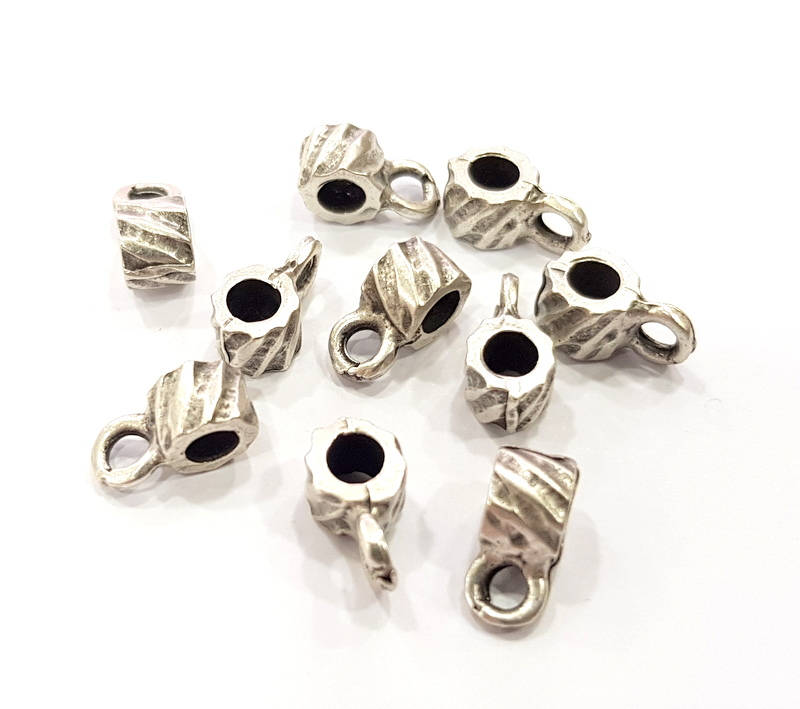 12 Silver Bail Findings Antique Silver Plated Findings (11x6mm) G8860