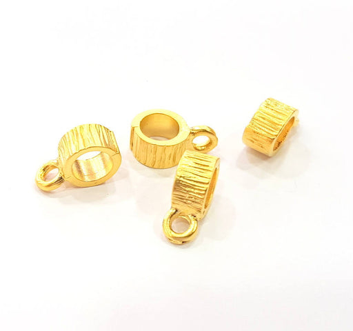 6 Gold Plated Bail Charms (14x9mm)  G16284