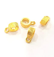 6 Gold Plated Bail Charms (14x9mm)  G16284