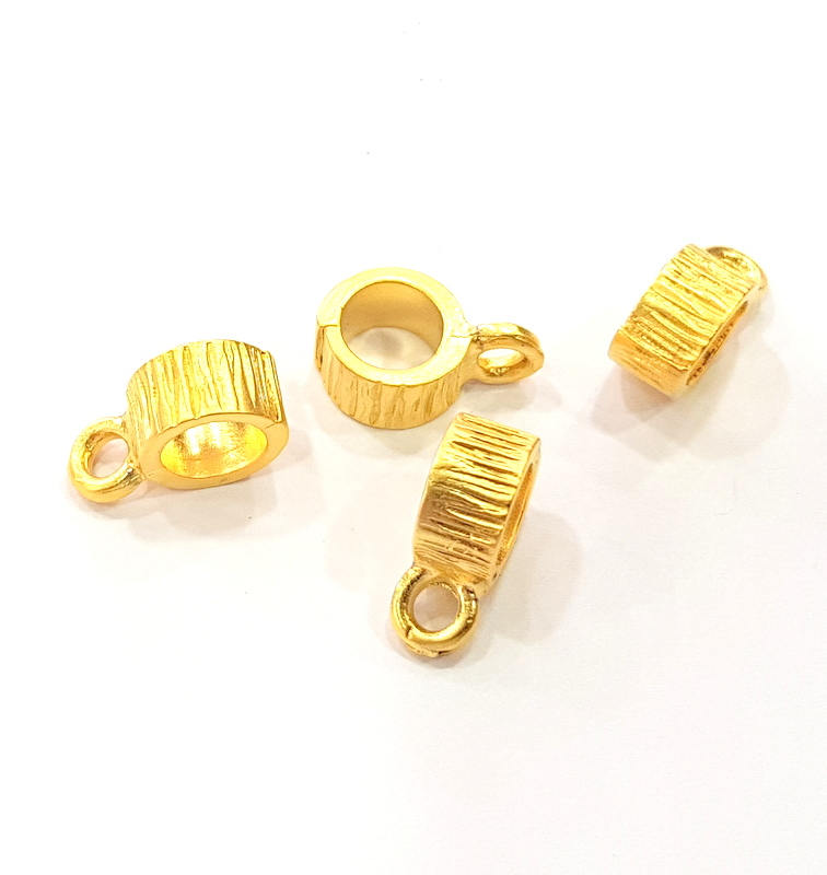 6 Gold Plated Bail Charms (14x9mm)  G16284