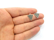 12 Silver Triangle Charms Antique Silver Plated Charms (17x14mm) G8904
