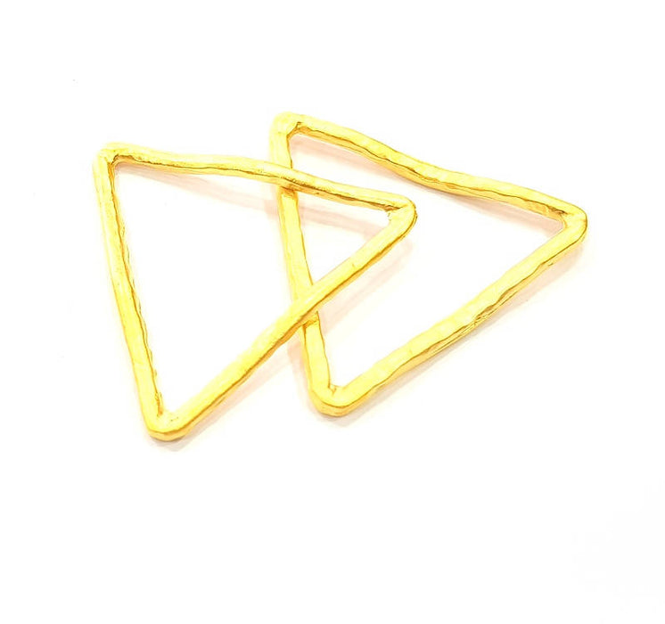 2 Gold Triangle Connector Gold Plated Charms  (37x35mm)   G10807