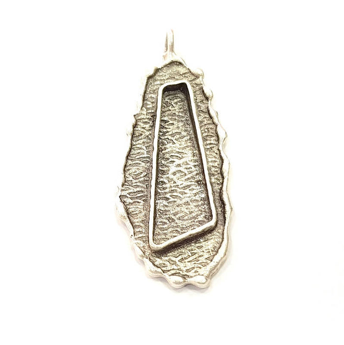 Silver Pendant Blank Mosaic Base Blank inlay Blank Necklace Blank Resin Blank Mountings Antique Silver Plated Brass ( 50x19mm )  G9099