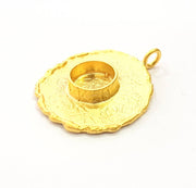 Gold Pendant Blank Base Setting Necklace Blank Resin Blank Mountings Gold Plated Brass ( 28mm blank ) G8922