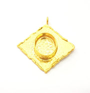 Gold Pendant Blank Base Setting Necklace Blank Resin Blank Mountings Gold Plated Brass ( 46x38mm blank ) G8923