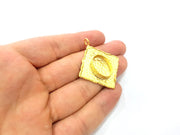 Gold Pendant Blank Base Setting Necklace Blank Resin Blank Mountings Gold Plated Brass ( 46x38mm blank ) G8923