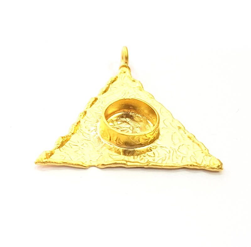 Gold Pendant Blank Base Setting Necklace Blank Resin Blank Mountings Gold Plated Brass ( 37mm blank ) G8924