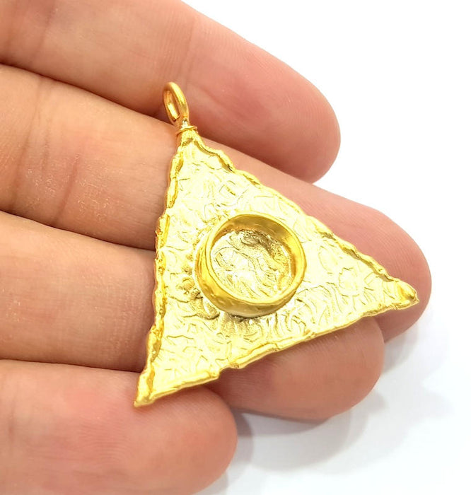 Gold Pendant Blank Base Setting Necklace Blank Resin Blank Mountings Gold Plated Brass ( 37mm blank ) G8924