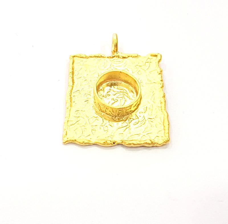 Gold Pendant Blank Base Setting Necklace Blank Resin Blank Mountings Gold Plated Brass ( 28x25mm blank ) G8925
