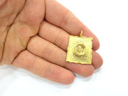 Gold Pendant Blank Base Setting Necklace Blank Resin Blank Mountings Gold Plated Brass ( 28x25mm blank ) G8925