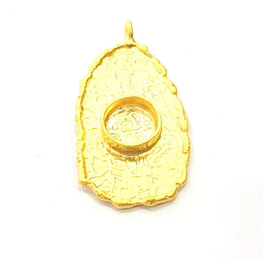Gold Pendant Blank Base Setting Necklace Blank Resin Blank Mountings Gold Plated Brass ( 42x23mm blank ) G8926